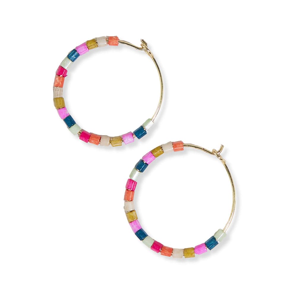 Adore Adorn Sterling Silver Lucky Multi-Coloured Hoop Earrings | Liberty
